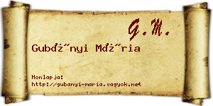 Gubányi Mária névjegykártya
