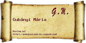 Gubányi Mária névjegykártya